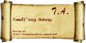 Tamássy Adony névjegykártya